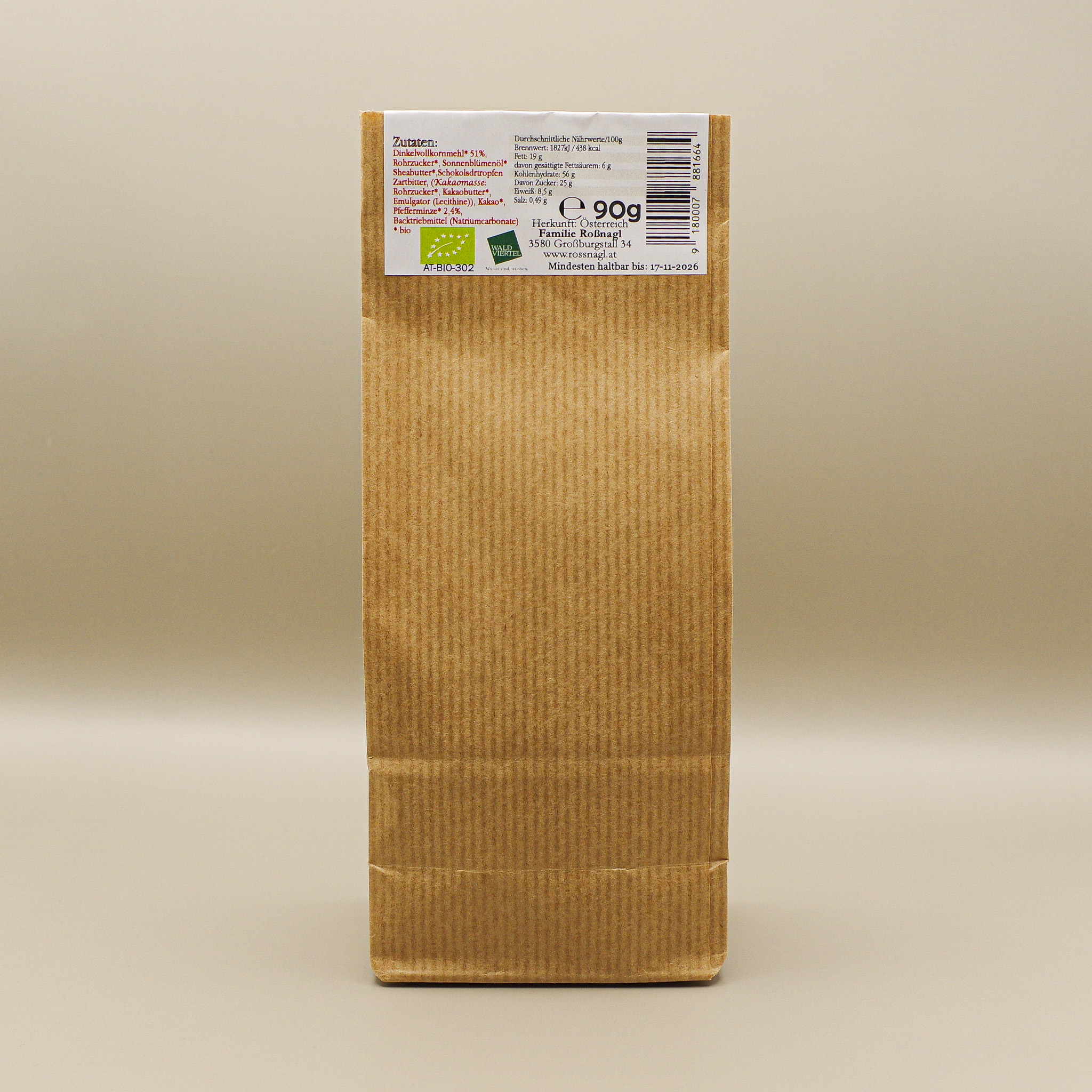 Pfefferminz & Lichterglanz – Bio Dinkel Vollkornkekse mit Zartbitterschokolade und Pfefferminze