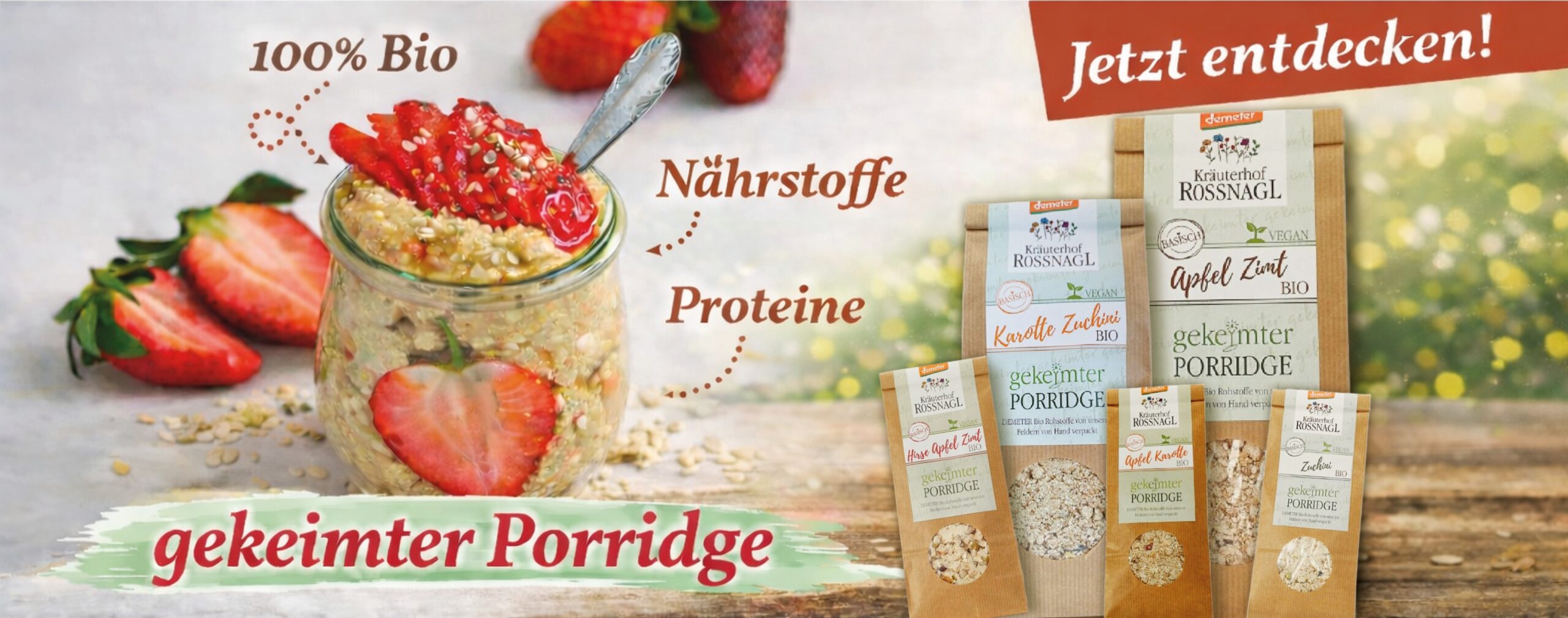 Banner-Bild für gekeimten Porridge von Kräuterhof Rossnagl
