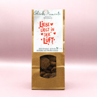 Liebe liegt in der Luft – Bio Dinkel Vollkornkekse mit Zartbitterschokolade und Pfefferminze